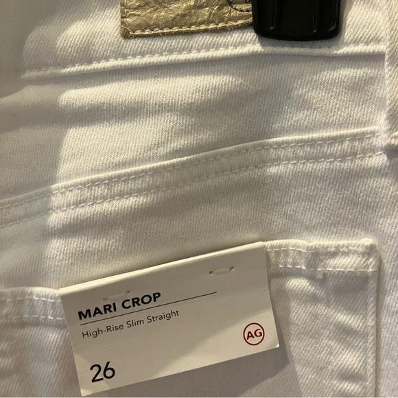 NWT AG Mari Crop High-Rise Slim Straight White Denim Jeans (26) - Picture 7 of 9